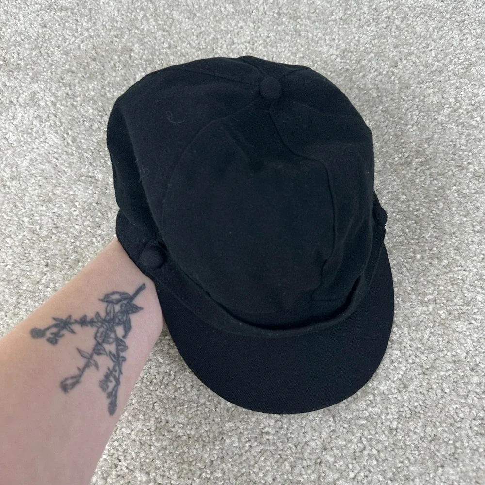 New York & Company Black Newsboy Cap Baker Boy Hat Elastic Back One Size